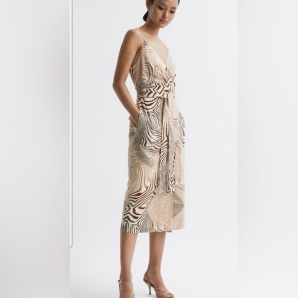 Reiss Dresses & Skirts - REISS Linen Blend Animal Print Dress Size 0